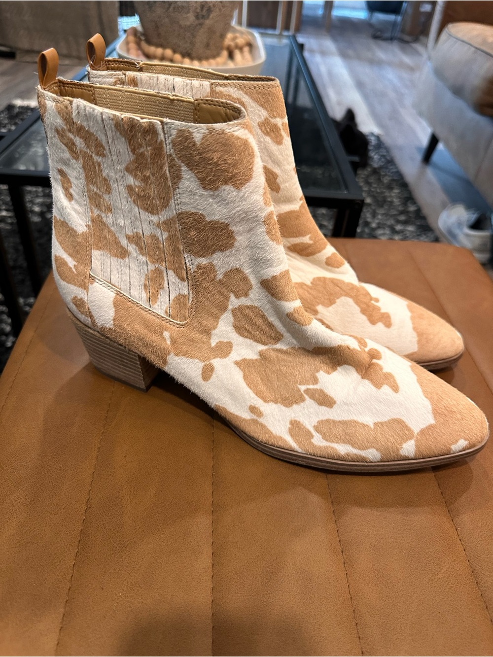 Nine West Cow Print Ankle Boots - Picture 2 of 8